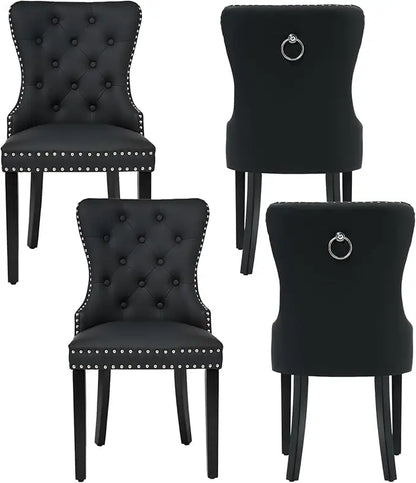 Velvet Dining Chairs Set of 4, Tufted Upholstered Dining Room Chair