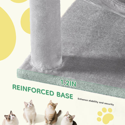 JHK 44In Cat Tree Tall Multi-Cat Climbing Tower for Pet Furniture Natural Sisal Scratching Posts