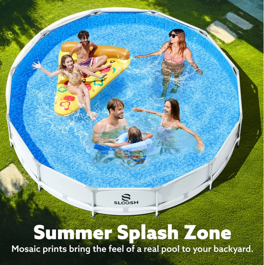 JOYFY Round Above Ground Pool 12ft/10ft/15ft Outdoor Round Frame Pool Set for Kids Adults with Filter Pump
