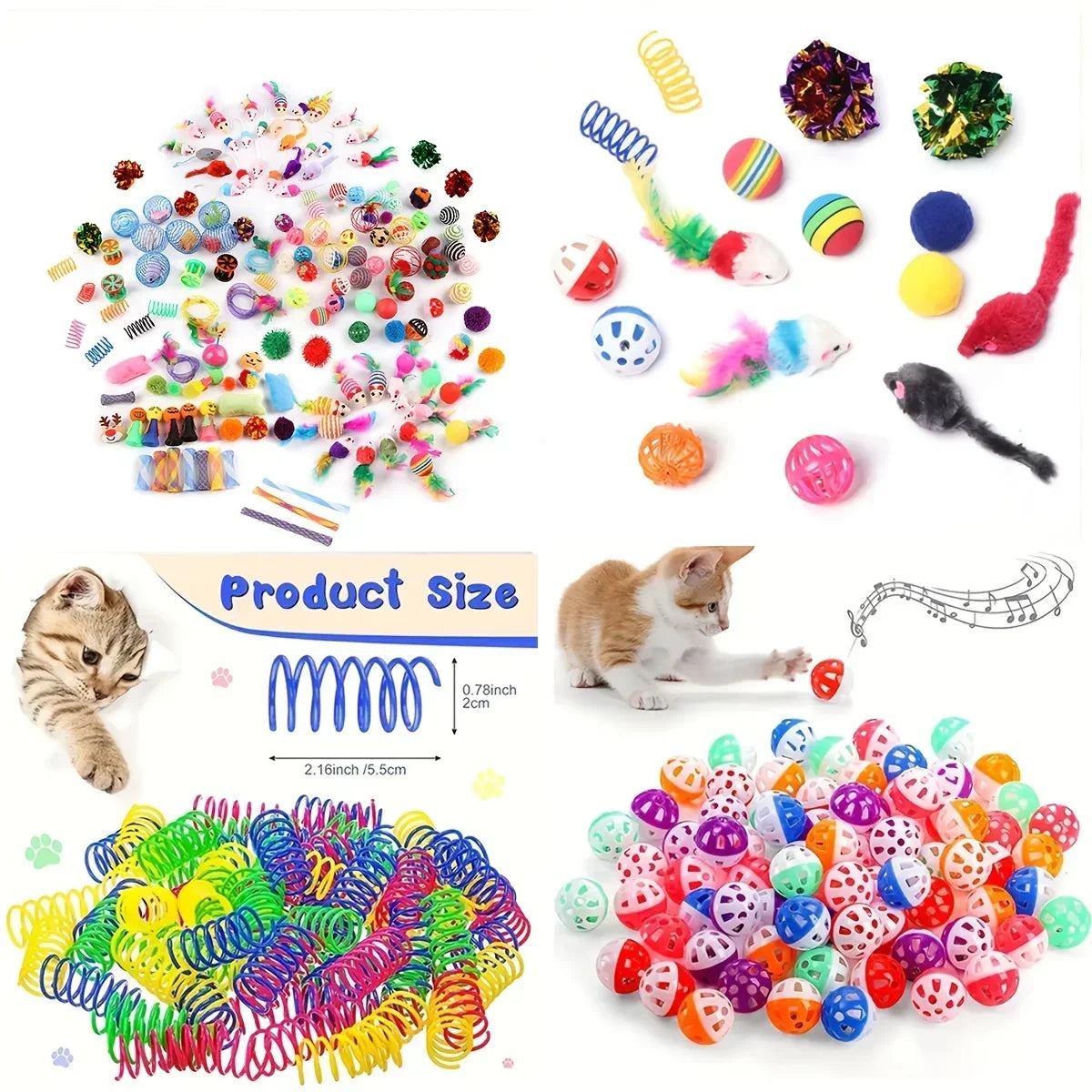 14pcs Cat Toys Mixed Pack. A Combination of Various Plastic Toys and Plush Toys