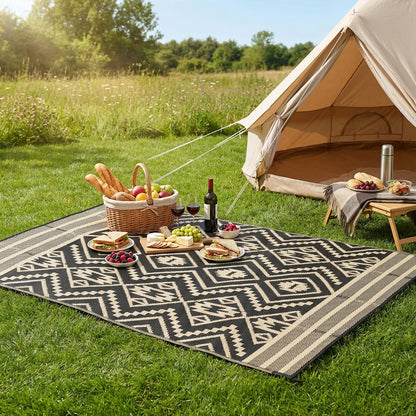 Outdoor Area Rug 8X10 Navy/Ivory, Nevis for Backyard, Patio, Porch, Easy-Cleaning, High Traffic, Pet-Friendly