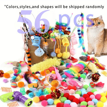 14pcs Cat Toys Mixed Pack. A Combination of Various Plastic Toys and Plush Toys