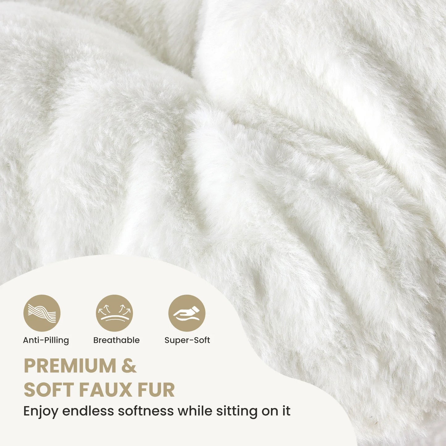 JHK 28IN Cozy Saucer Chairs Soft Faux Fur Large Size Folding Lounge Living Room Padded Seat Metal Frame