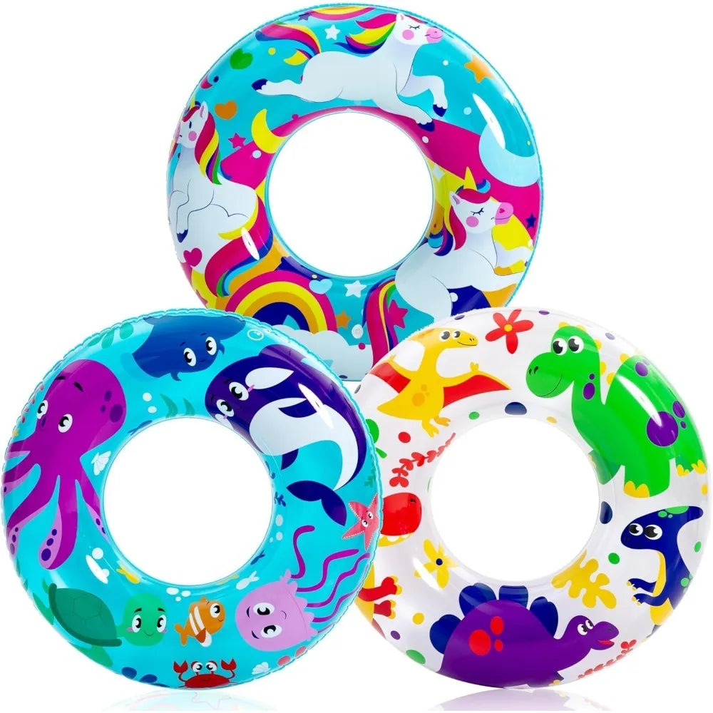 Pool Tube for Kids Swim Rings Inflatable Tubes, Unicorn Sea Animal Tubes Floatie Ring Water Toys for Swimming