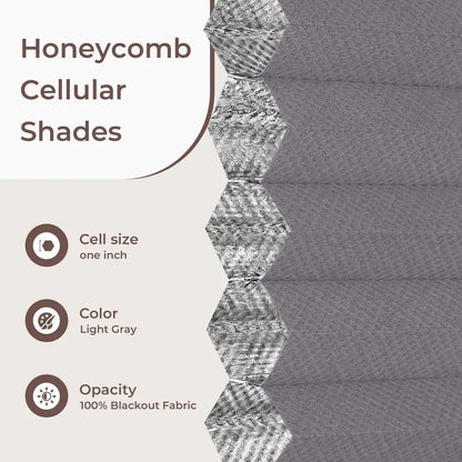 No Drill Blinds for Windows Blackout Cordless Cellular Shades Honeycomb Blinds Pull Down, Free Stop Easy Install