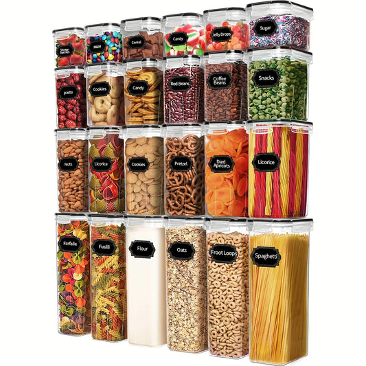 24Piece Airtight Food Storage Containers Set BPA-Free Plastic Canisters with 40 Labels