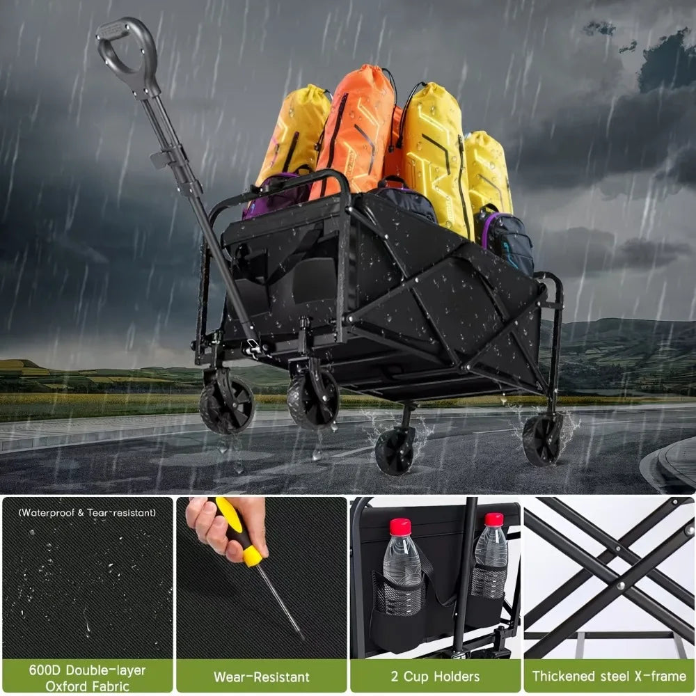Capacity Heavy-Duty All-Terrain Folding Cart - Stainless Steel Frame and Foldable Multi-Purpose