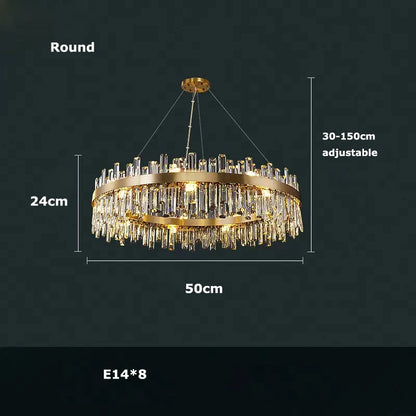 LED Postmodern Golden Chrome Silver Round Oval Crystal Chandelier Lighting