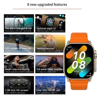 New Smartwatch Men 49mm Series 8 2.3"AMOLED Screen, Waterproof For Apple Watch IWO Ultra 8 Smart Watches 2025 Android