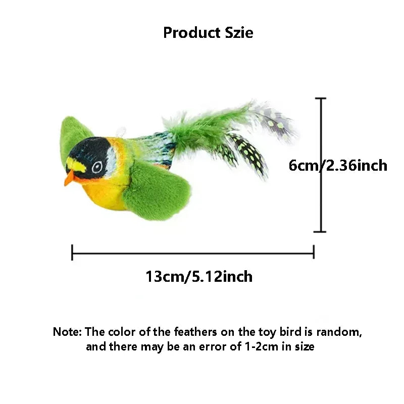 Pet Toy cat Plush toy emulates the sound bird to amuse the cat elastic rope