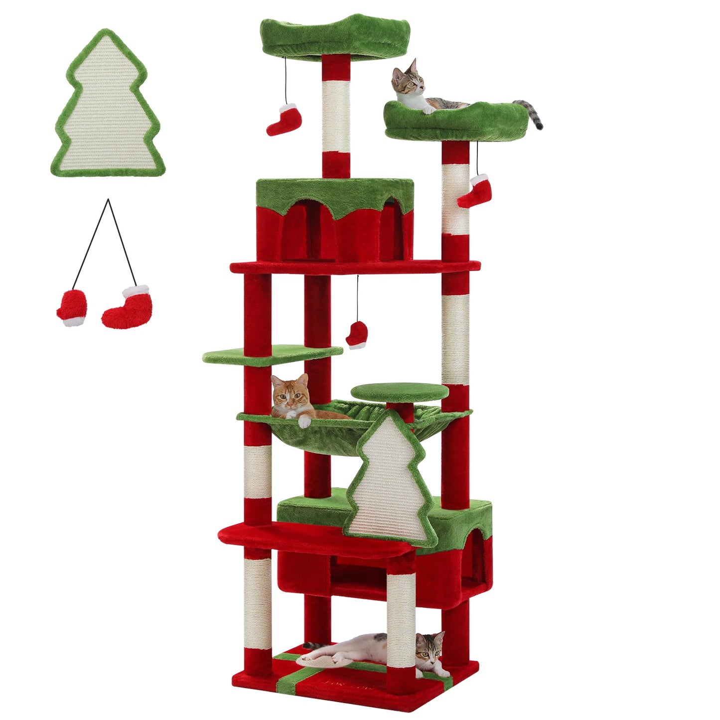 Large Cat Tree and Tower, With Scratching Posts Spacious Hammock Padded Perches and Condos Cat Toys