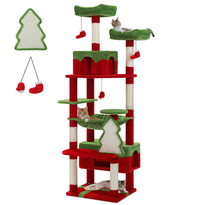 Large Cat Tree and Tower, With Scratching Posts Spacious Hammock Padded Perches and Condos Cat Toys