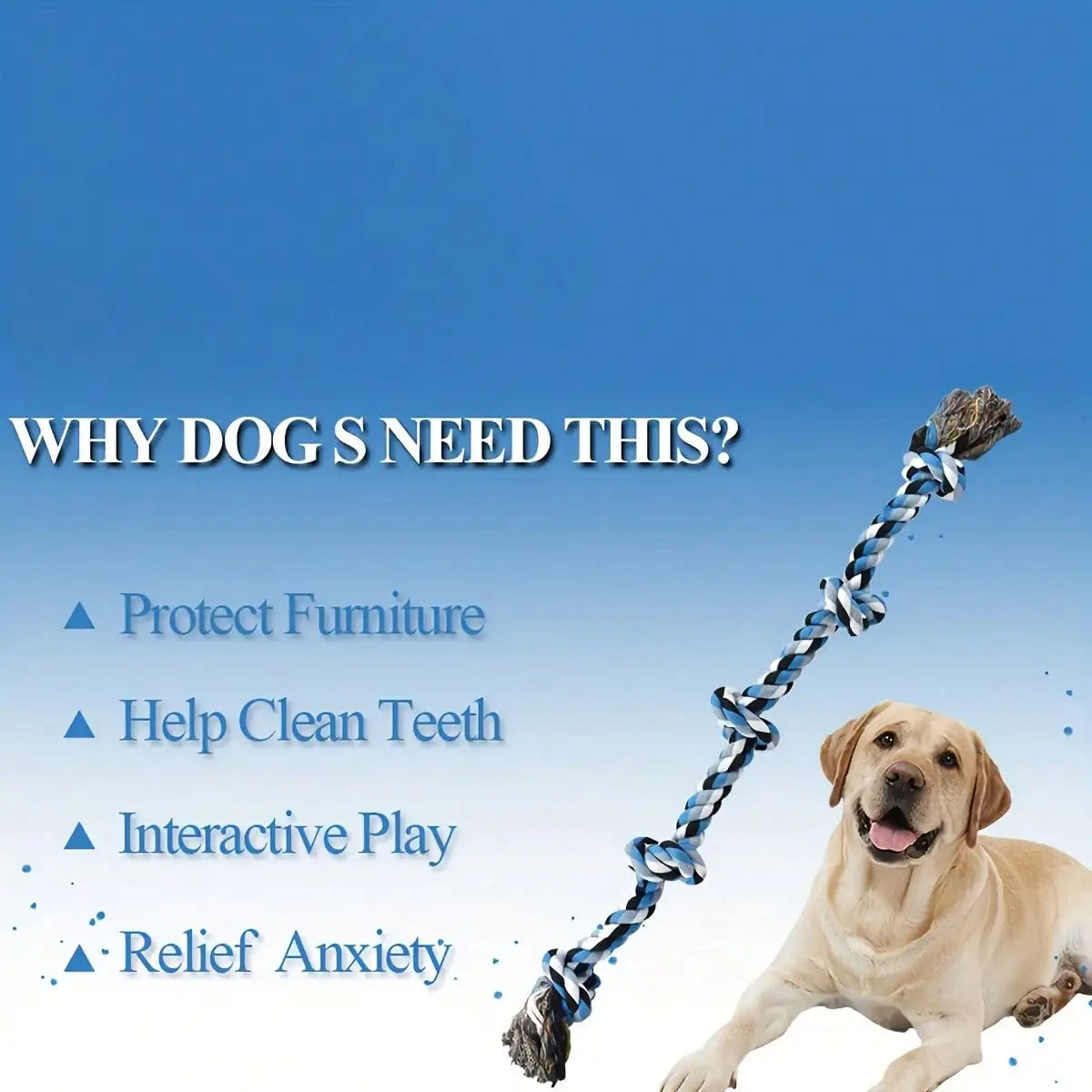 Extra Thick Braided Rope Dog Toy for Tug of War & Heavy Chewing - Durable Dental Cleaning Chew