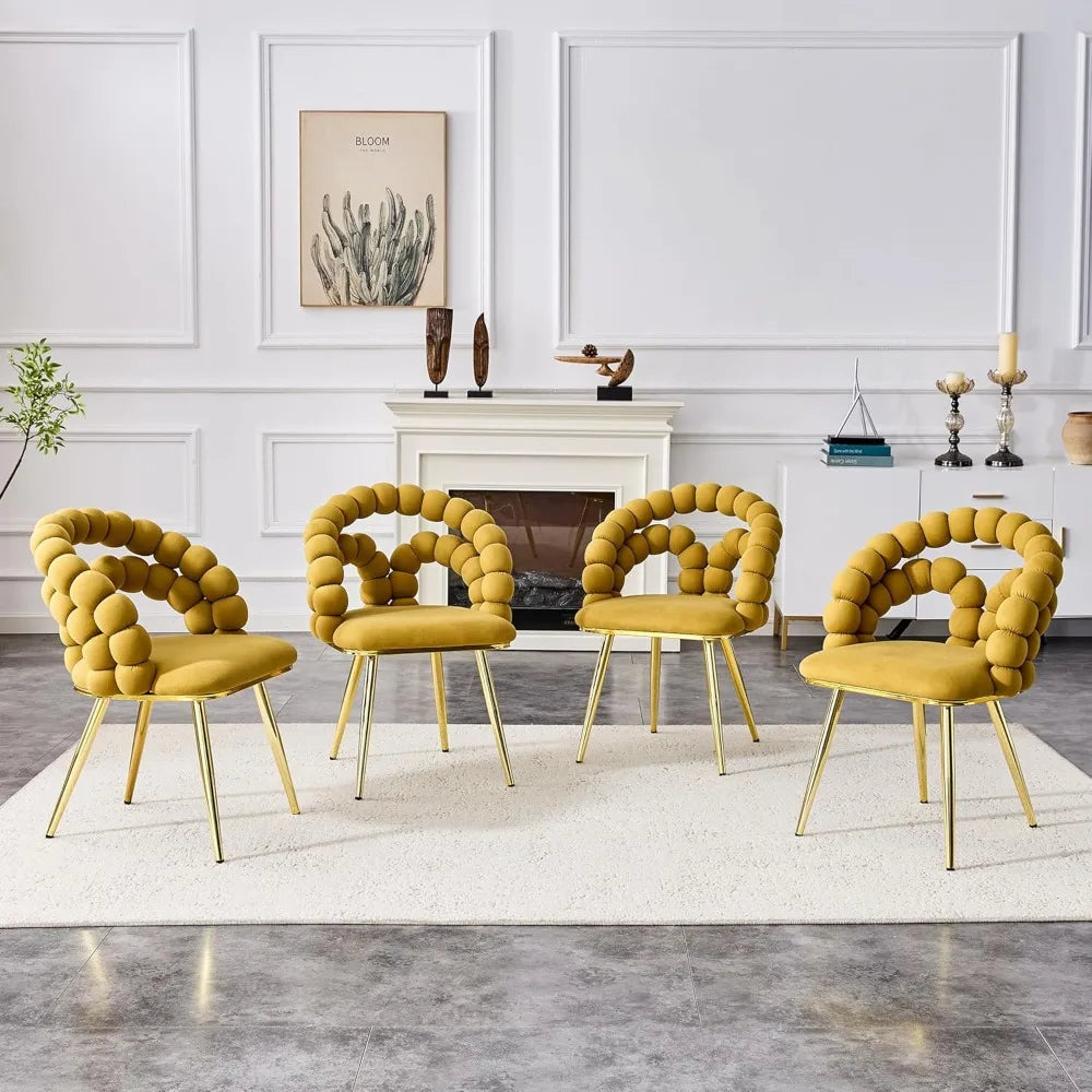 Modern Velvet Upholstered Decorative Chair, Dining Chairs with Gold Legs, Sturdy Durable Conversation Chair