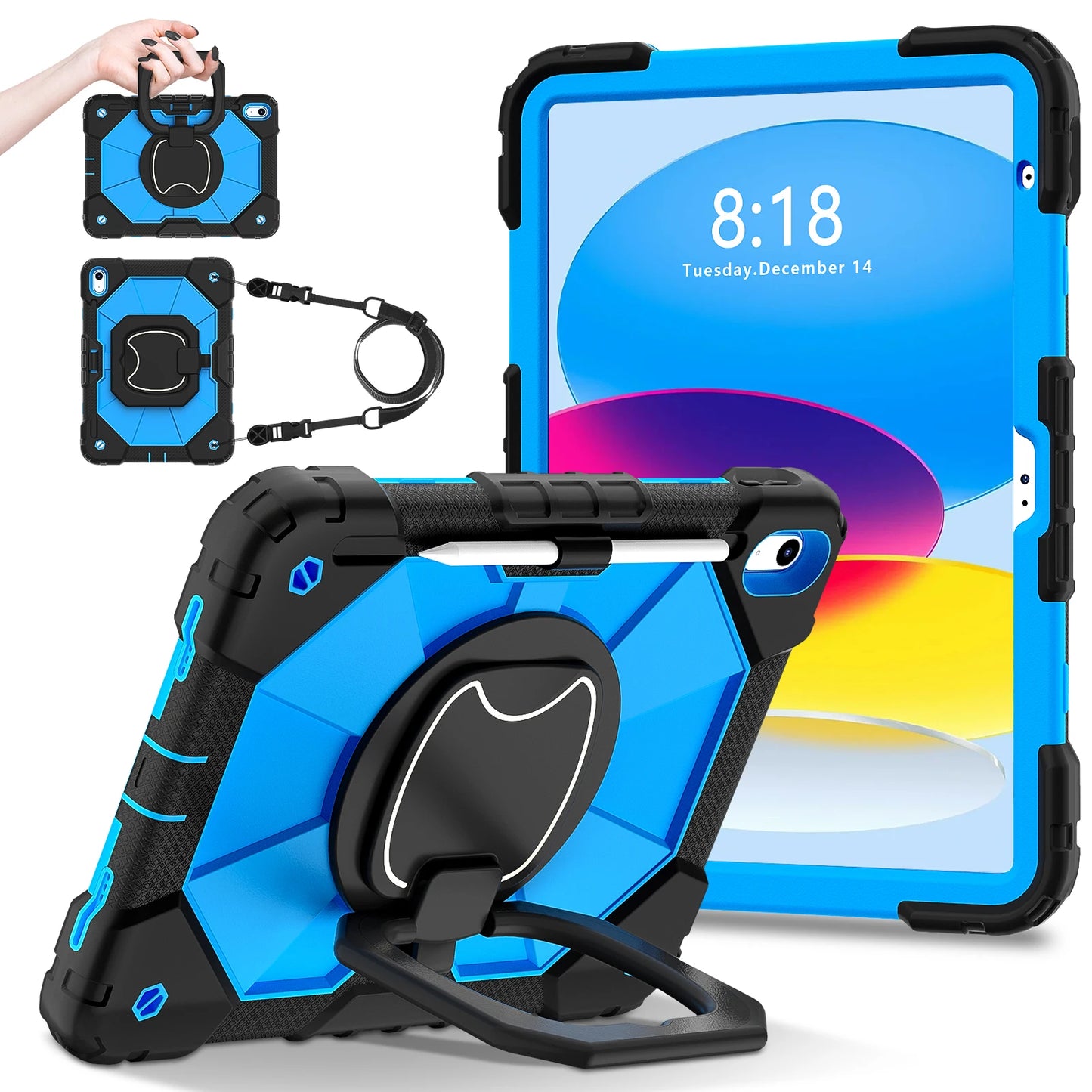 Rugged Armor Kids Case For iPad 10th Air 5 4 10.9 Air 11 2025 13 2024 10.2 8th 9th 9.7 Generation Tablet Stand Shockproof Cover