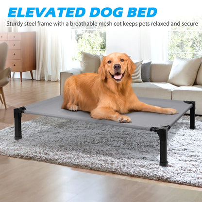Cooling Raised Pet Cot with Chew Proof Washable Breathable Mesh and Metal Frame, Portable Dog Cot Bed