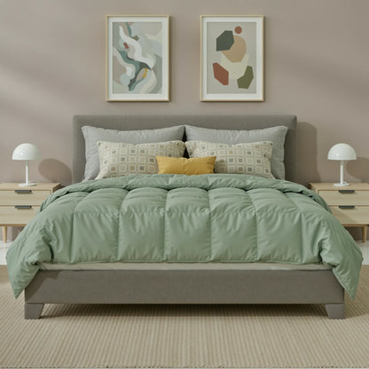 Full/Queen/King Upholstered Bed Frame with Adjustable Linen Headboard, Sturdy Wood Slats
