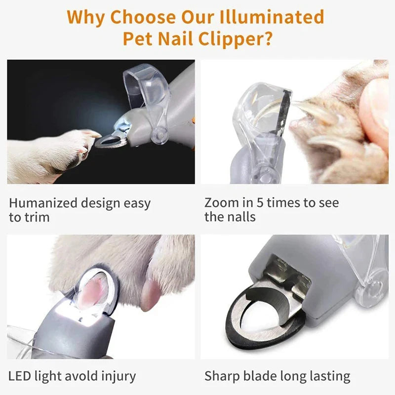 Professional Pet Nail Clipper Scissors With LED Light Cat Dog Nail Clipper Tool Scissors Nail Toeclaw Cutter