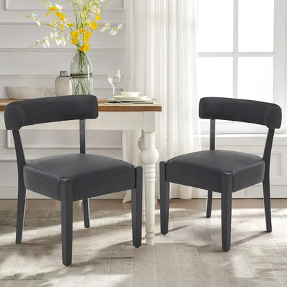 Century Modern Faux Leather Dining Chairs Low Back Wooden Upholstered Kitchen & Dining Room