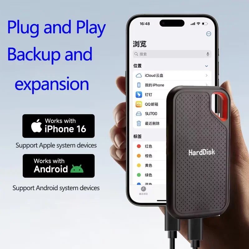 SSD 128TB High Speed External Hard Drive 1TB Hard Disk 2TB 4TB USB 3.1 Storage Device for Laptop/PC/Phone