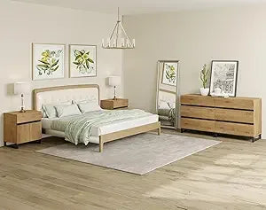 Dresser and Nightstand Set of 3, 63 Inches Dresser with 6 Drawers, 2 Nightstand with Drawer and Cabinet