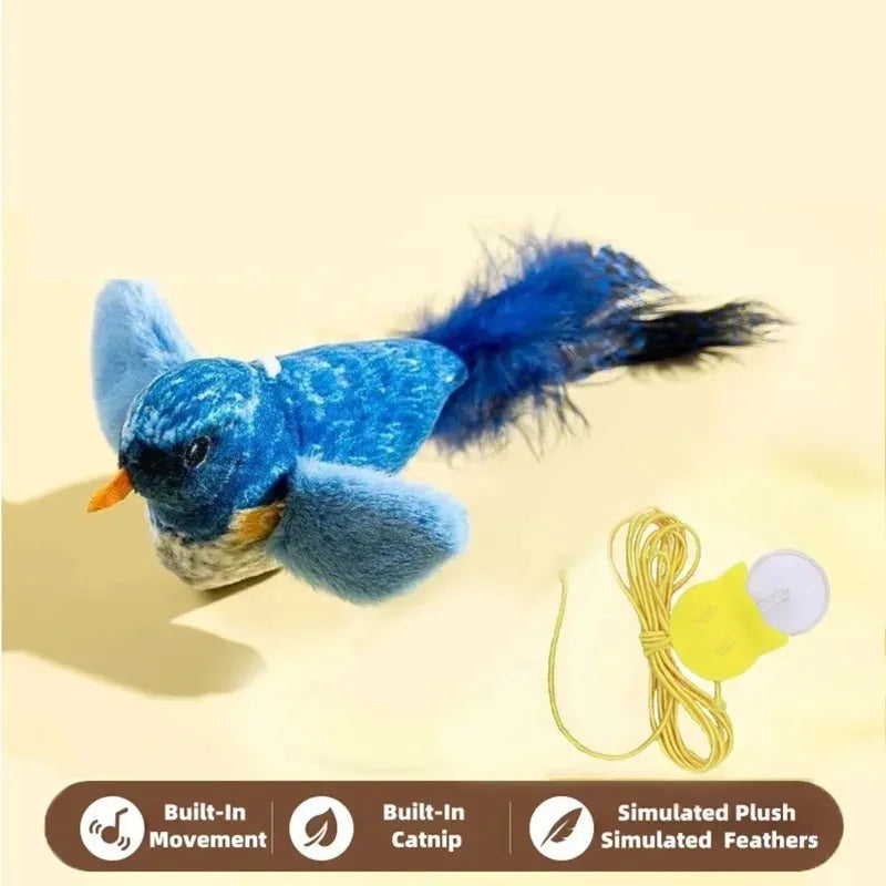 Pet Toy cat Plush toy emulates the sound bird to amuse the cat elastic rope