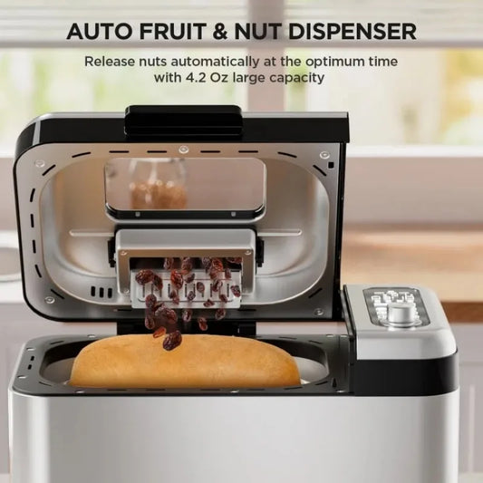 Fully upgraded Bread Maker, 3.3LB Larger Bread Machine 15-in-1 Stainless Steel & Nonstick Ceramic Pan