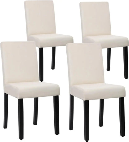 Dining Chairs Set of 4, Dining Room Chairs, Side PU Cushion Chairs with Waterproof Surface and Wood Legs
