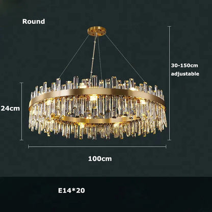 LED Postmodern Golden Chrome Silver Round Oval Crystal Chandelier Lighting