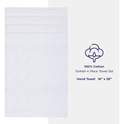 Soft and luxurious bathroom towels, 100% Turkish cotton, four-piece set, suitable for kitchen and bathroom, white.