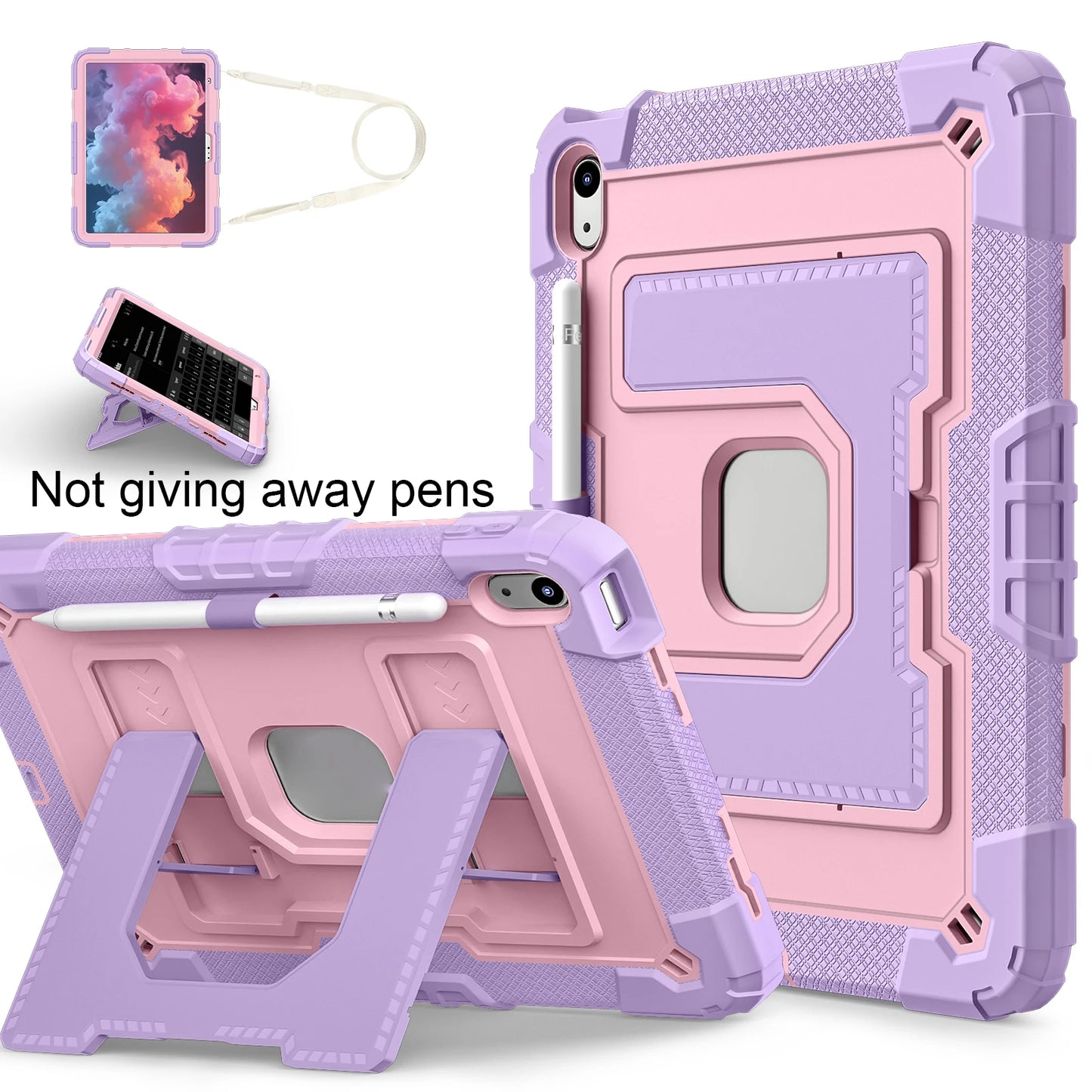 Rugged Armor Kids Case For iPad 10th Air 5 4 10.9 Air 11 2025 13 2024 10.2 8th 9th 9.7 Generation Tablet Stand Shockproof Cover