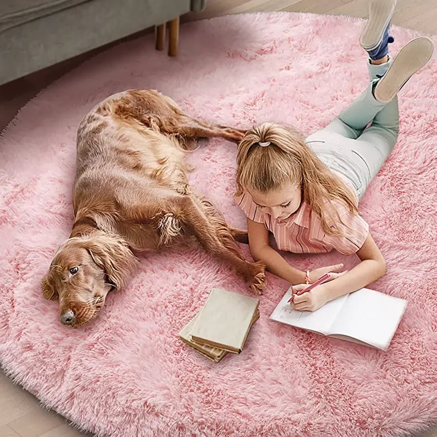 Super Soft Plush Round Rug Mat Fluffy White Carpets For Living Room Home Decor Bedroom Kid Room