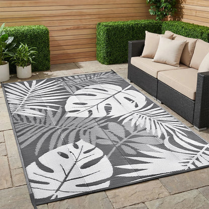Outdoor Area Rug 8X10 Navy/Ivory, Nevis for Backyard, Patio, Porch, Easy-Cleaning, High Traffic, Pet-Friendly