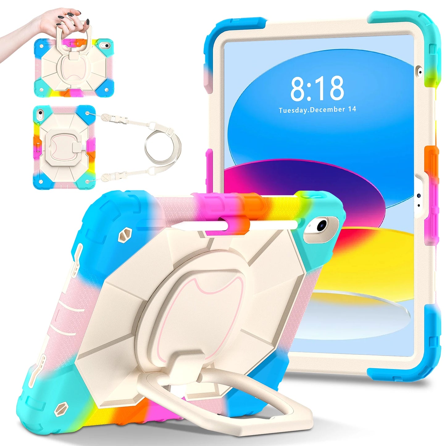 Rugged Armor Kids Case For iPad 10th Air 5 4 10.9 Air 11 2025 13 2024 10.2 8th 9th 9.7 Generation Tablet Stand Shockproof Cover