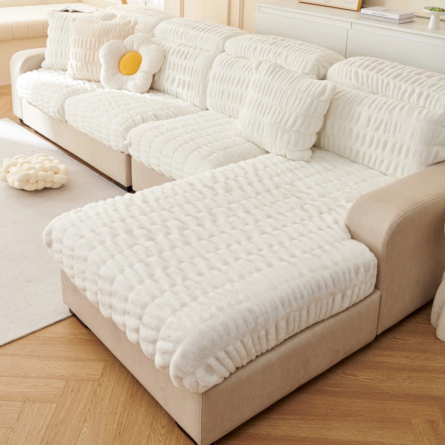 Couch Cushion Covers Individual Large Stretch Imitation fur Sofa Cushion Covers