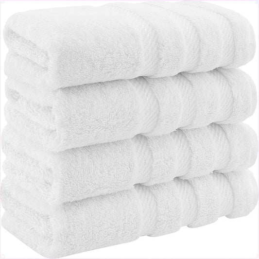 Soft and luxurious bathroom towels, 100% Turkish cotton, four-piece set, suitable for kitchen and bathroom, white.