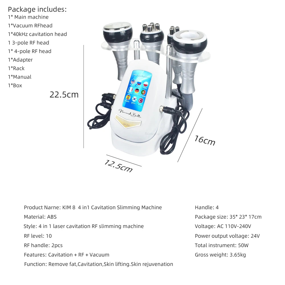 4IN1 Cavitation Body Slimming 40K Machine Beauty Massager Skin Tighten Face Lifting Vacuum