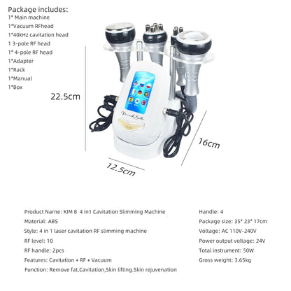 4IN1 Cavitation Body Slimming 40K Machine Beauty Massager Skin Tighten Face Lifting Vacuum