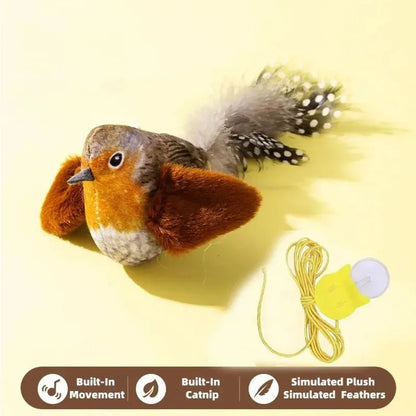Pet Toy cat Plush toy emulates the sound bird to amuse the cat elastic rope