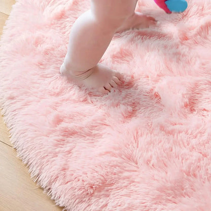 Super Soft Plush Round Rug Mat Fluffy White Carpets For Living Room Home Decor Bedroom Kid Room