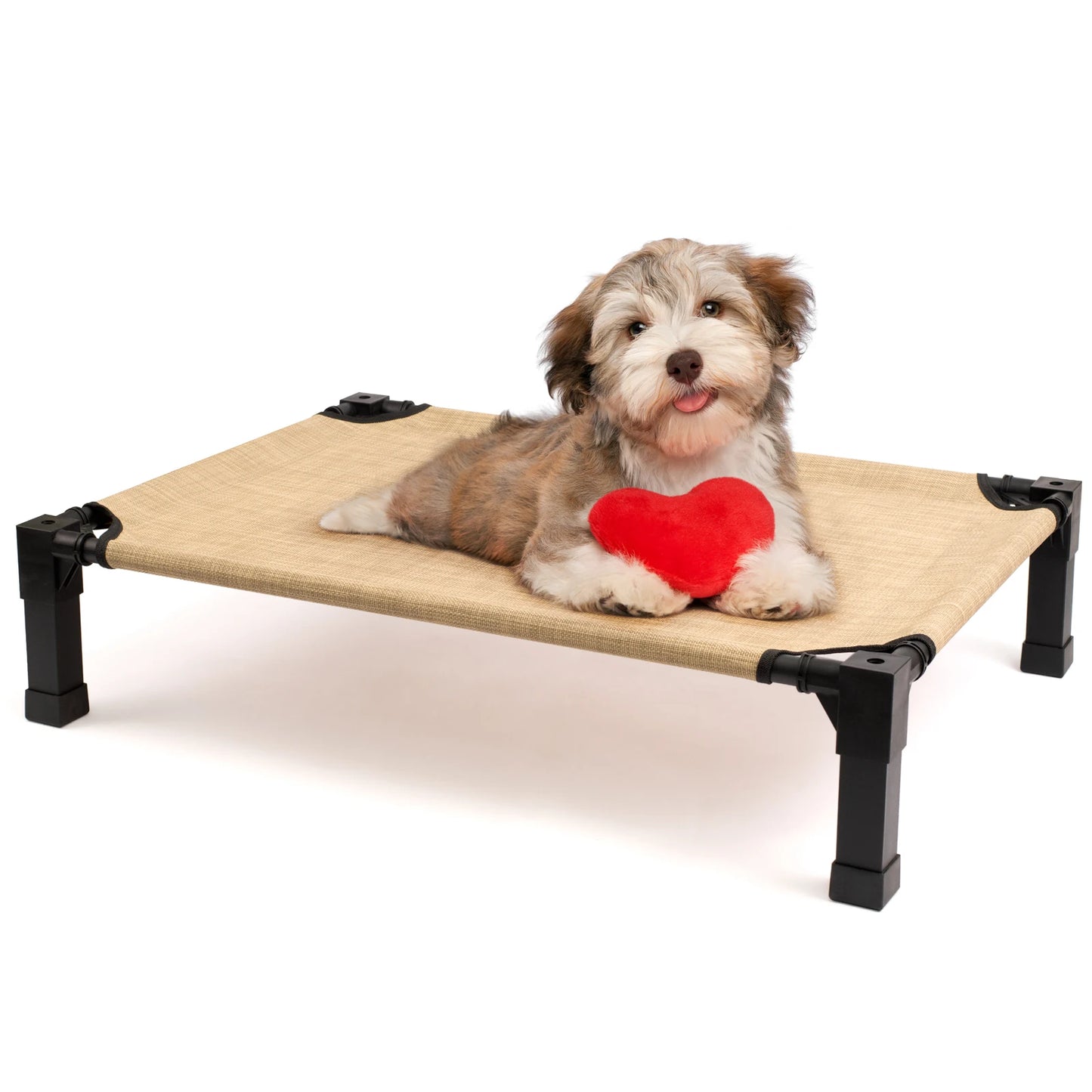 Cooling Raised Pet Cot with Chew Proof Washable Breathable Mesh and Metal Frame, Portable Dog Cot Bed
