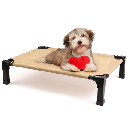 Cooling Raised Pet Cot with Chew Proof Washable Breathable Mesh and Metal Frame, Portable Dog Cot Bed
