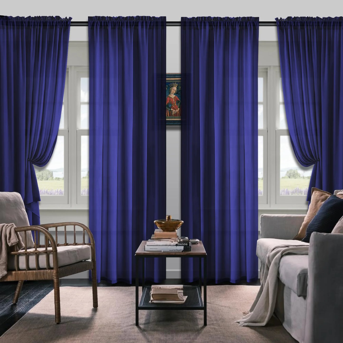 Set Of 4 Curtains, Simple Rod Pocket Blackout Curtains, Suitable For Living Room, Office, Home, Bedroom Decoration