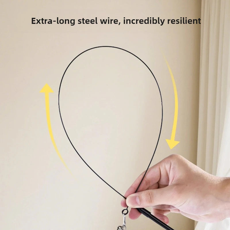Cat Funny Cat Stick Steel Wire Long Pole Feather Cute Cat Toy Kitten Fishing Rotating