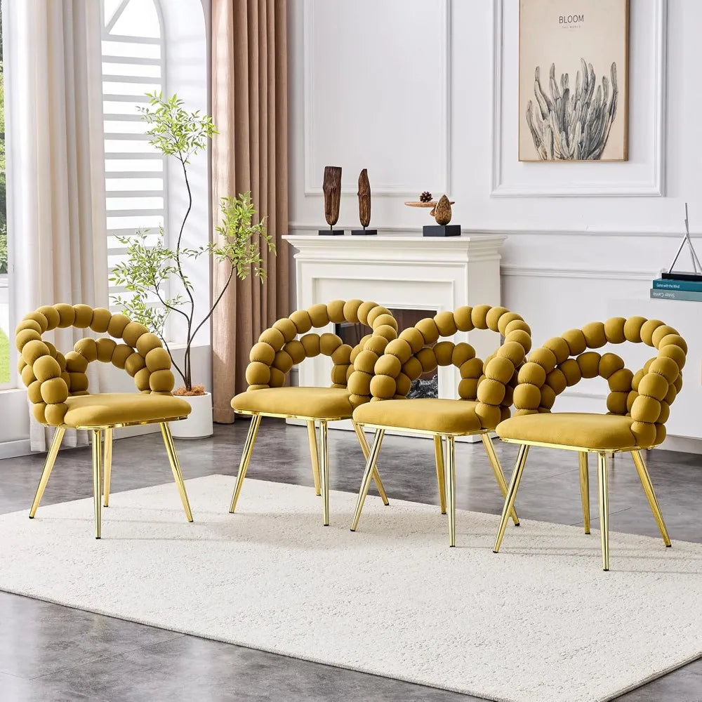 Modern Velvet Upholstered Decorative Chair, Dining Chairs with Gold Legs, Sturdy Durable Conversation Chair