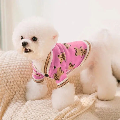Luxury Dog Clothes Chihuahua Pet Striped Cardigan Sweater Bichon Frise Puppy Kitten Dog Warm Coat Cat Dog