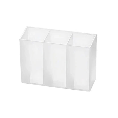 Mini Storage Box 3-Grid Plastic Makeup Brush Lipstick Storage Multi-Functional Desk Organizer for Home Kitchen Bathroom