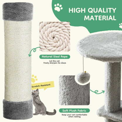 JHK 44In Cat Tree Tall Multi-Cat Climbing Tower for Pet Furniture Natural Sisal Scratching Posts