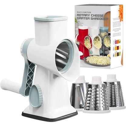 3 in 1 Rotary Cheese Grater Versatile Manual Vegetable Slicer Peanut Nuts Grinder Cheese Vegetable Shredder
