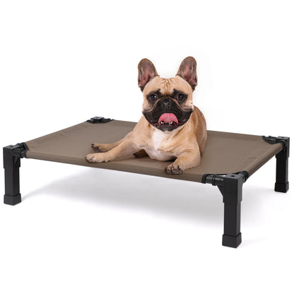 Cooling Raised Pet Cot with Chew Proof Washable Breathable Mesh and Metal Frame, Portable Dog Cot Bed